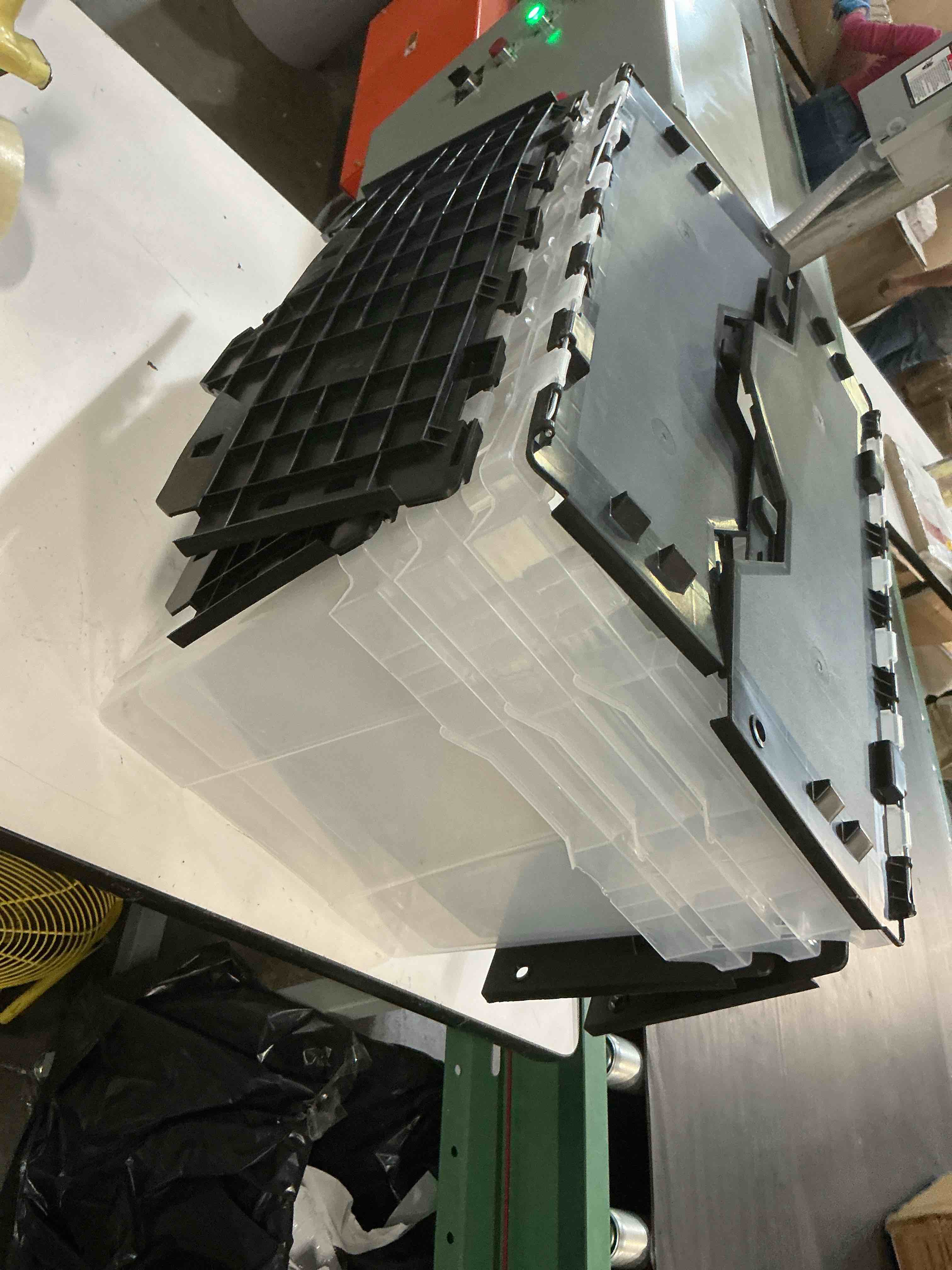 Condition photo showing As Is for set of 3 totes black lid