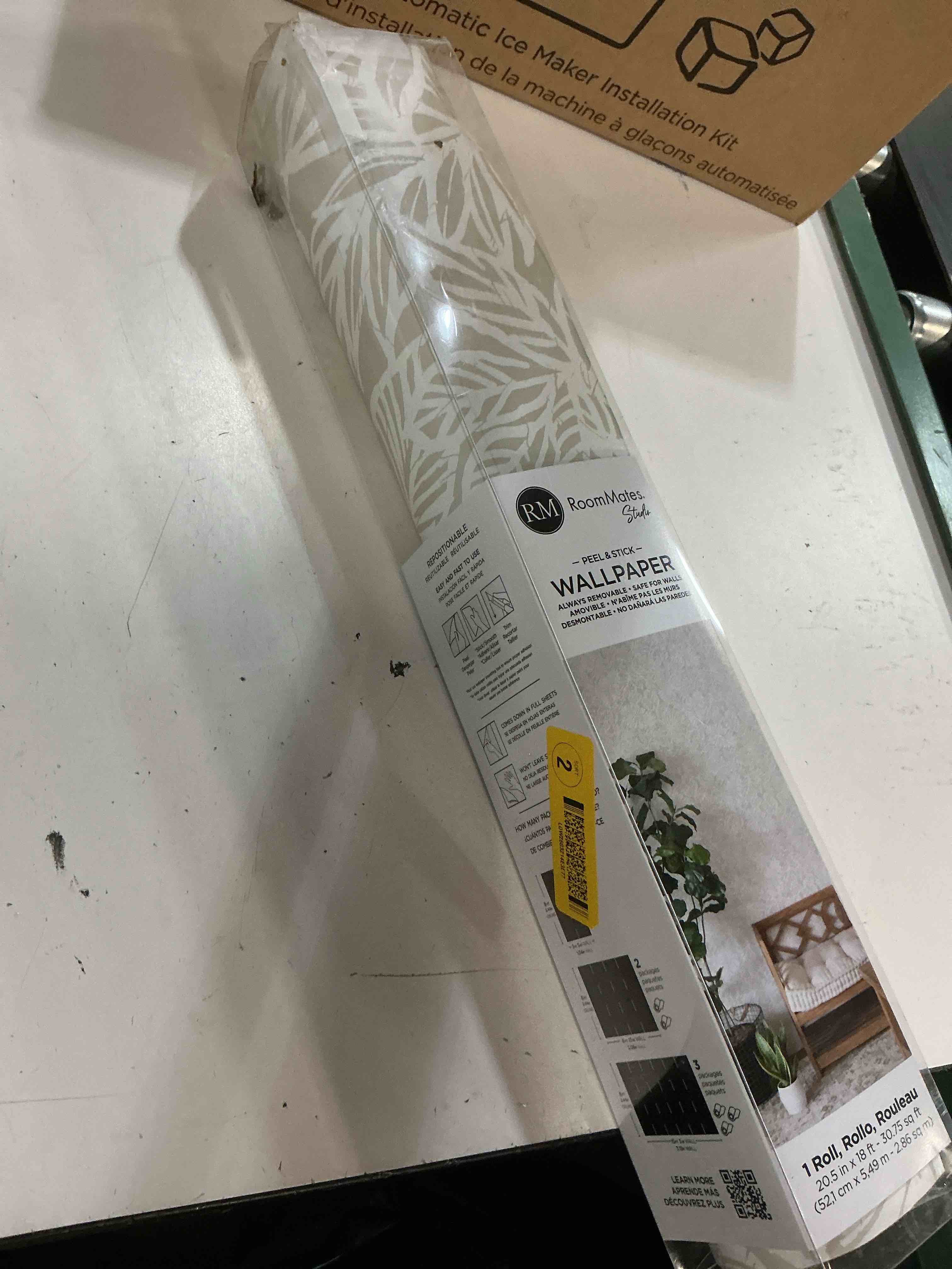 Condition photo showing As Is for wallpaper tan white