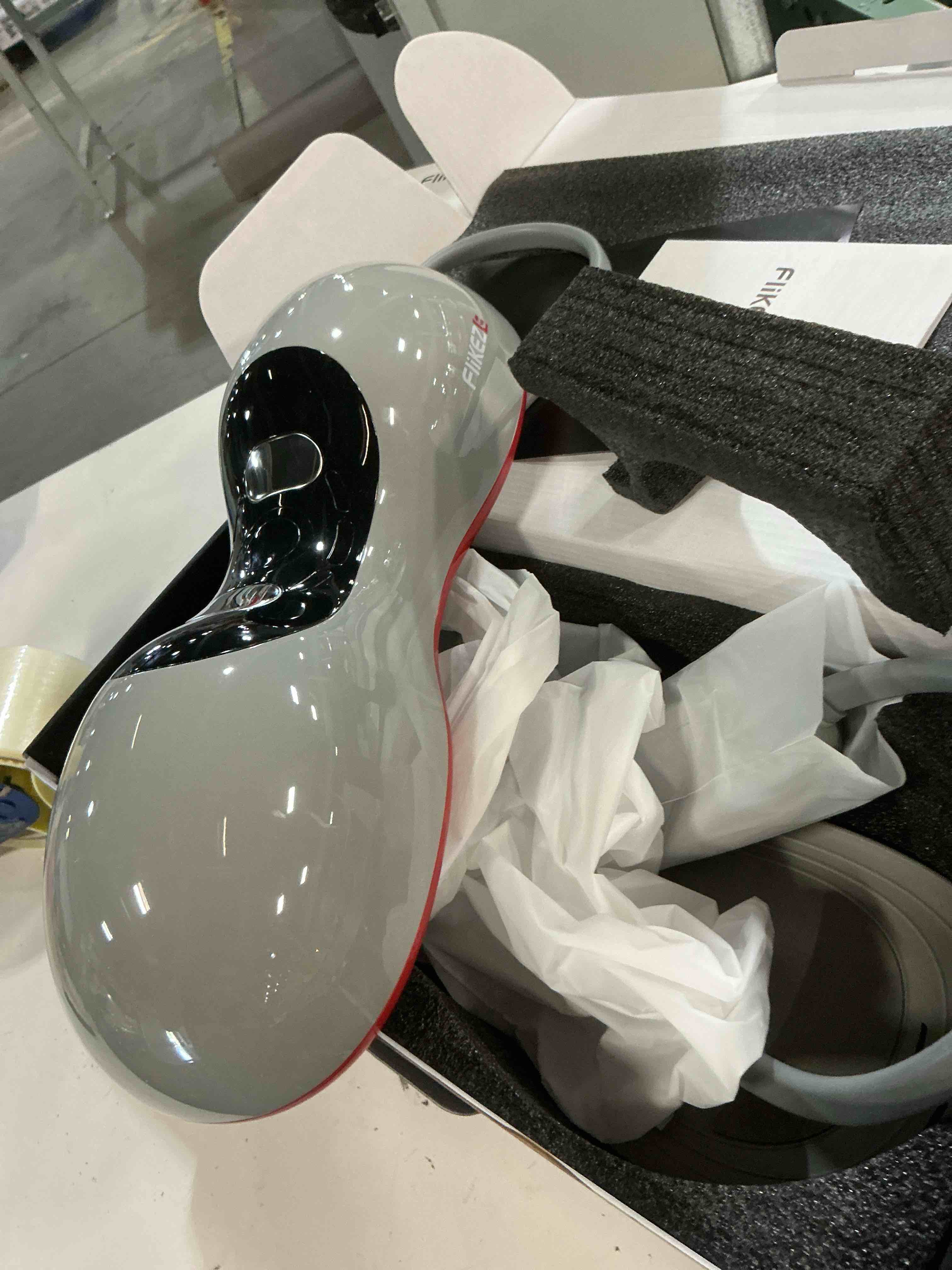 Condition photo showing Good Condition for heated neck stretcher with red light therapy, wireless cervical traction device for tmj pain relief and shoulder relaxer, neck traction massager pillow for home/office used, grey