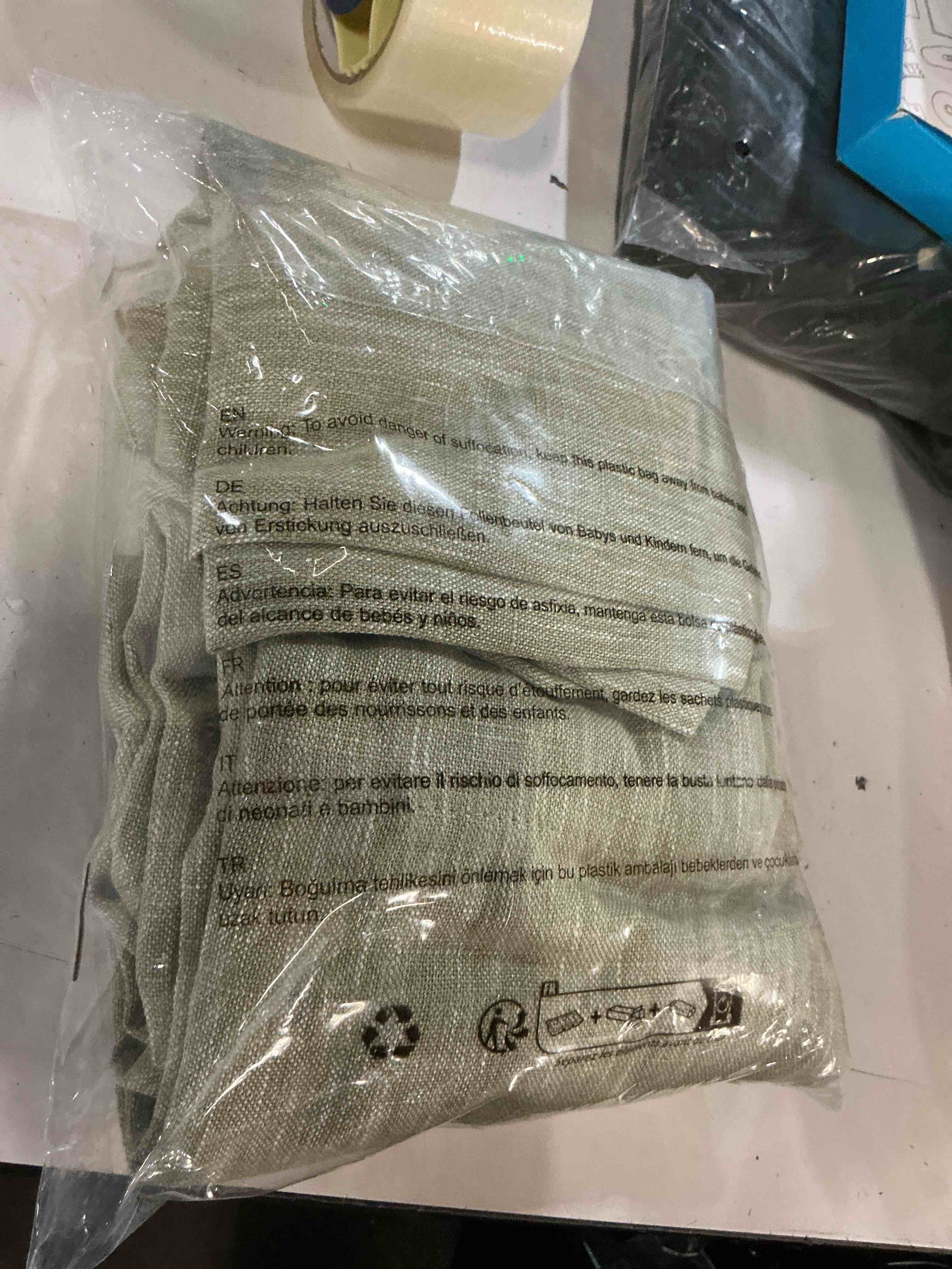 Condition photo showing As Is for mysky home sage green sheer curtains short window treatment panels light filtering semi sheer curtains boho farmhouse style texture soft touch kitchen drapes set, 50" wide x 63" long, 2 panels 50"w x 63"l (pack of 2) sage green