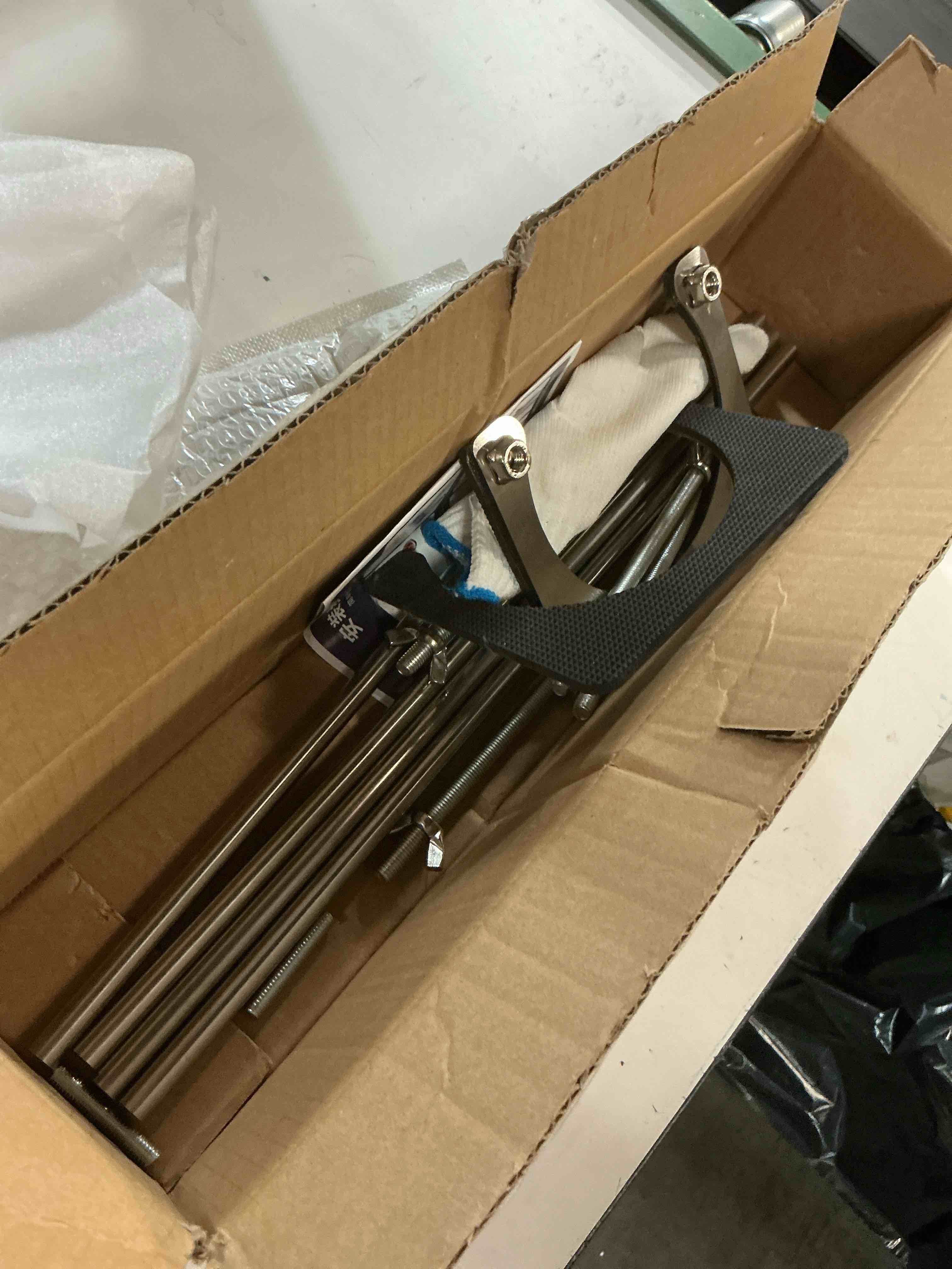 Condition photo showing As Is for 1 pack kitchen undermount sink support, undermount sink brackets, adjustable support bar and sink repair kit for kitchen and bathroom (modern 4-bar support, 18.11inch - 22.05 inch) 18.11inch - 22.05 inch modern 4-bar support