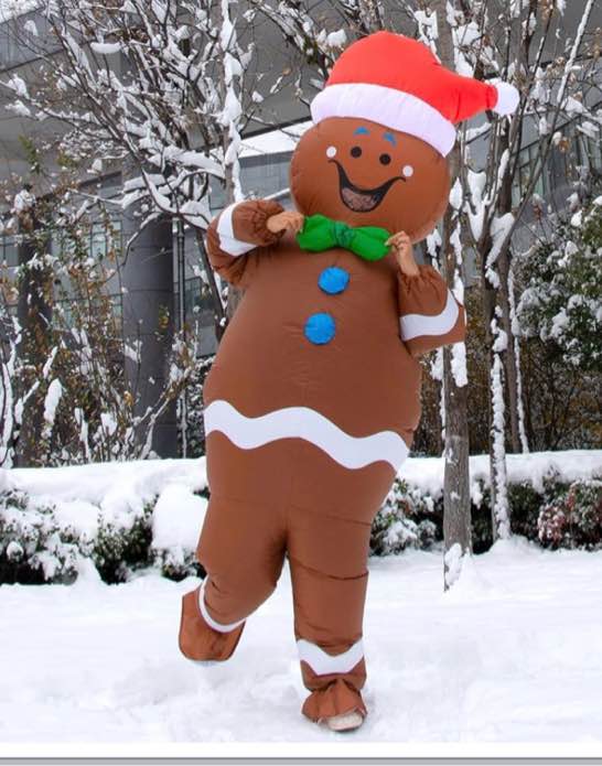 Inflatable Santa Claus Costume for men Xmas Santa Suit Blow Up Costume Adult Christmas Suit Gingerbread Man