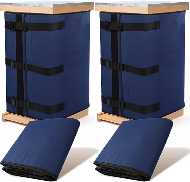 beeveer 2 pcs 32 x76'' winter bee hive wrap for 8 and 10 frame hives adjustable beehive insulation w