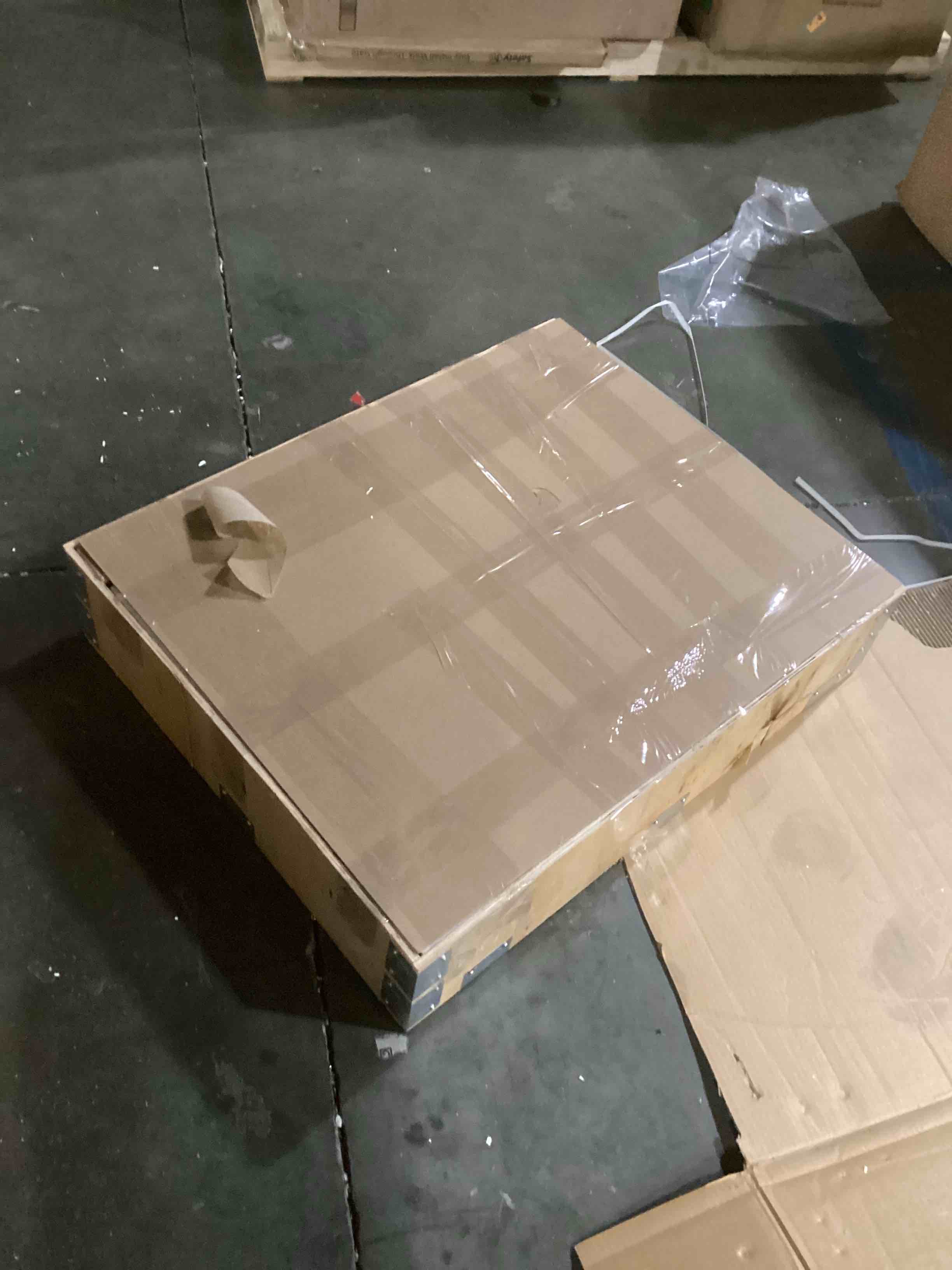 Condition photo showing As Is for (The glass in the front is broken ) 24x32 Inch LED Medicine Cabinet with Anti-Fog Mirror, Stepless Dimming & Color Temp (3500K-6000K),Light up Medicine Cabinet Mirror, 3XL Storage (Recessed/Surface Mount)
