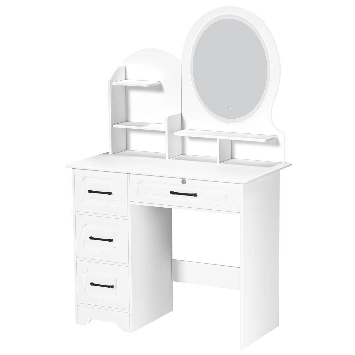 ( incomplete It’s just the mirror) Makeup Desk with Mirror Light, Large Vanity Desk with Storage Shelves, 4 Drawers