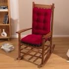 Basic Beyond Rocking Chair Cushions Set of 2, Porch Rocker Cushions for Wooden Rocking Chairs Outdoor with Thick Padding, Back Cushion with Ties, Tufted Seat Cushion with Non-Slip Backing(Red )