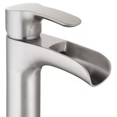 ( incomplete) allen + roth Eliza Brushed nickel Vessel 1-handle WaterSense Waterfall Residential Handle Bathroom Sink Faucet with Drain.