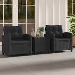 ( incomplete ) 3 Pcs Patio Furniture Set With Tempered Glass Coffee Table Washable Cushions