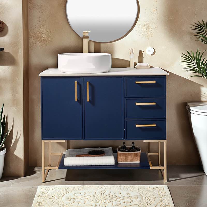 ( incomplete ) ( Just the sink)36"Modern Blue Bathroom Vanity with Vessel Sink 