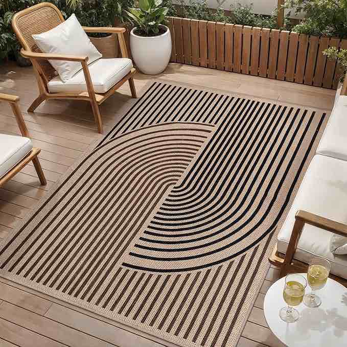 Del Seagrass Natural Black Indor Outdoor Area Rug