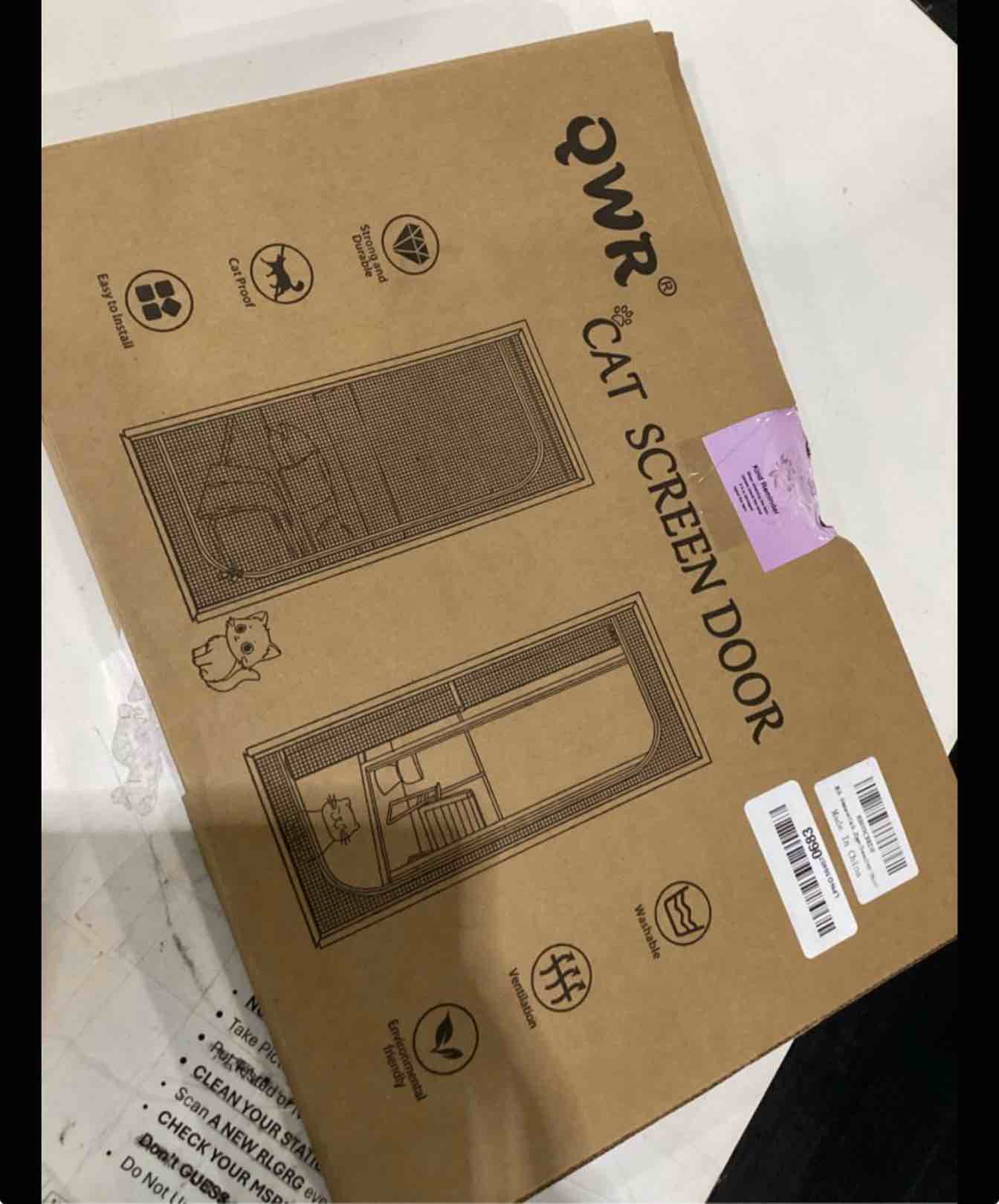 Condition photo showing Good Condition for qwr reinforced cat screen door,fits door opening size 32''x 80'',thickened cat proof screen door mesh with zipper closure for living room,kitchen,bedroom.