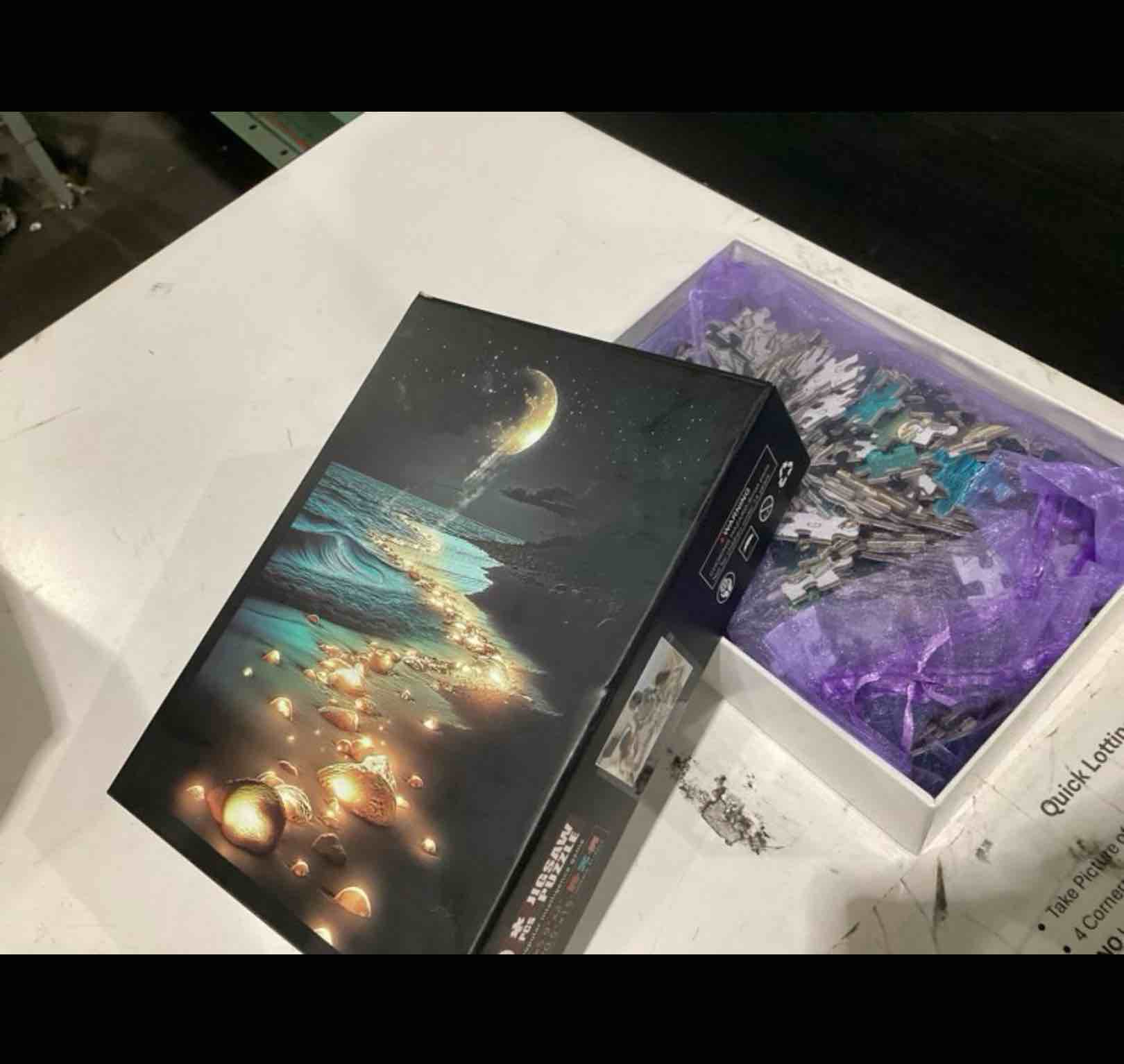 Condition photo showing Good Condition for moonlight puzzles for adults 500 pieces, 20.5"x15" | sparkling beach nature jigsaw puzzle, letters on back, reference poster included, challenging puzzle perfect for game nights