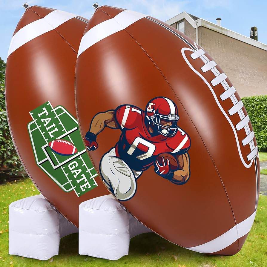 Bencailor 2 Pcs Giant Football Party Decoration Jumbo Inflatable Football with Tee Set for Game Larg