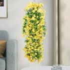 Artificial Fake Hanging Plants Flowers Basket for Outdoor Spring Summer Decorarion, UV Resistant Faux Plastic Fabric Silk Flowers Rose for Indoor Outside Garden Porch Patio Balcony Decor (yellow