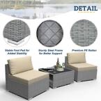   3-Piece Armless Wicker Outdoor Patio Conversation Seating Sofa Set with Coffee Table, Beige Cushions - SIMILAR TO The 3 photo