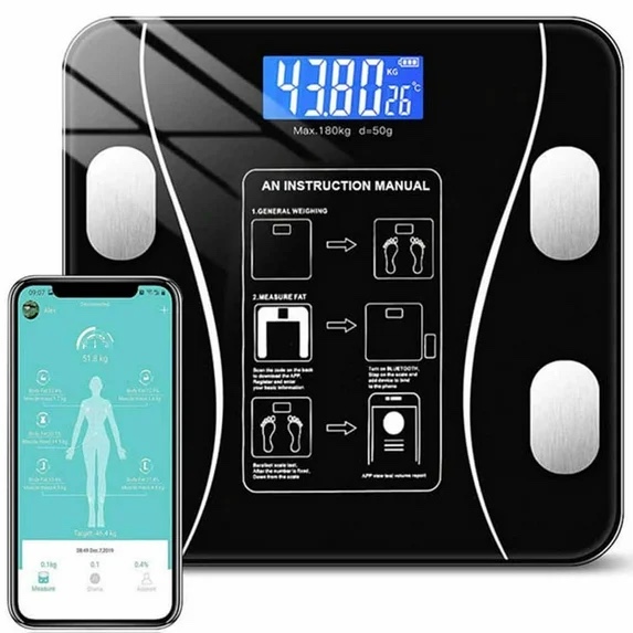 Bluetooth Smart Bathroom Scales for Body Weight Digital Scale Body Fat BMI Scale,Auto Body Composition Analyzer with Smartphone APP,Best Fitness Weight Loss Scale Health Monitor-Black