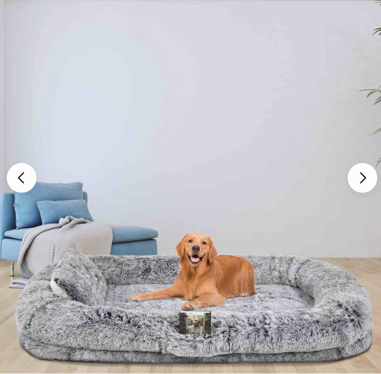 Dextrus Human Dog Bed, Oversized Memory Foam Dog Bed, with Blanket and Pillow, Removable Fur Cover, Grey - SIMILAR TO THE STOCK (2XL)  - Only cover 
