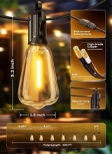 Brightown Outdoor String Lights, 100FT ST38 LED Patio Lights Shatterproof. - Similar 