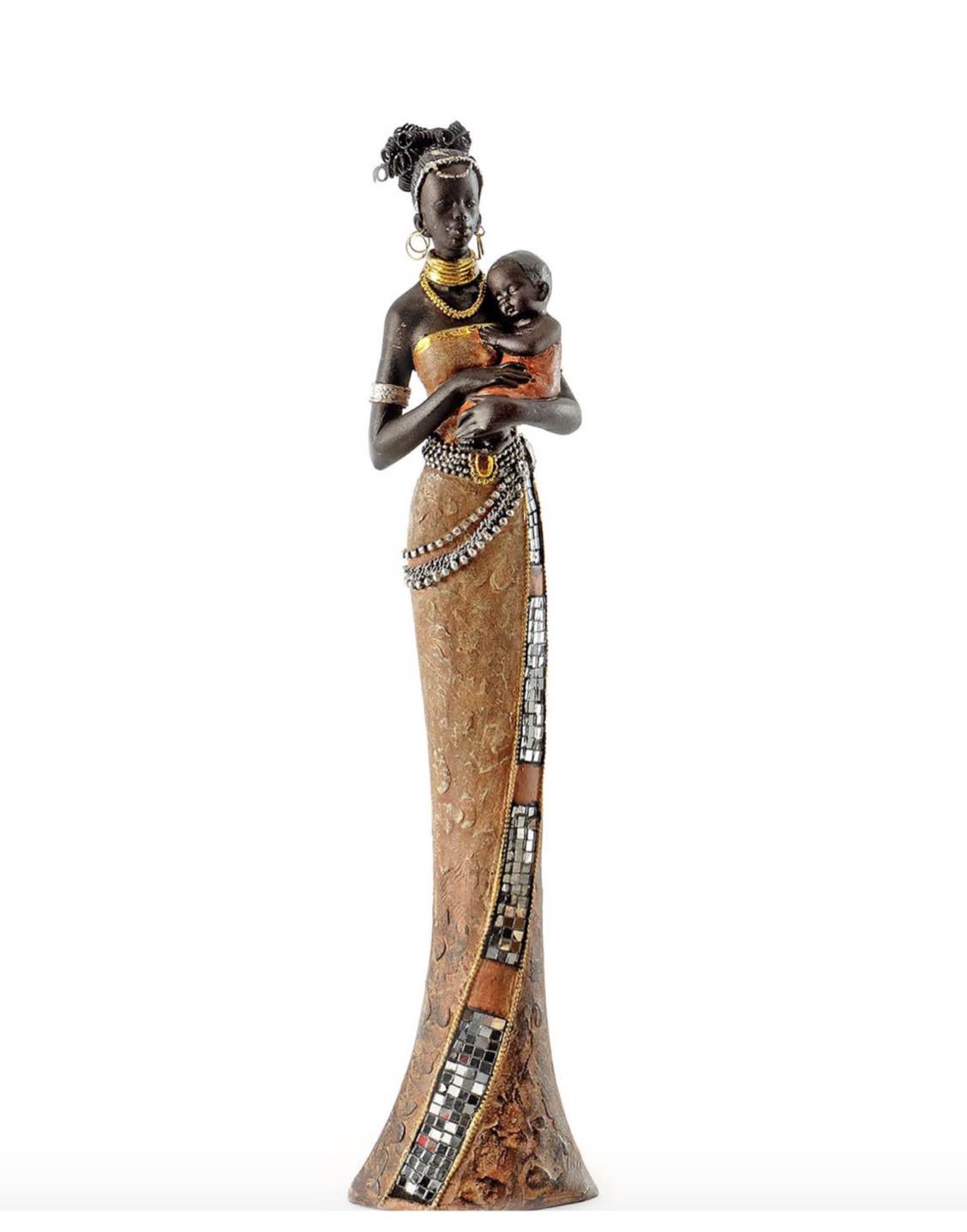 Resin African Lady with Baby Height  Green - Similar to the stock 
