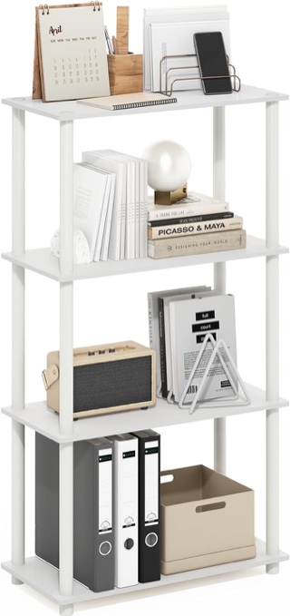 MAINSTAYS No Tools 4-Shelf Storage Bookcase, White