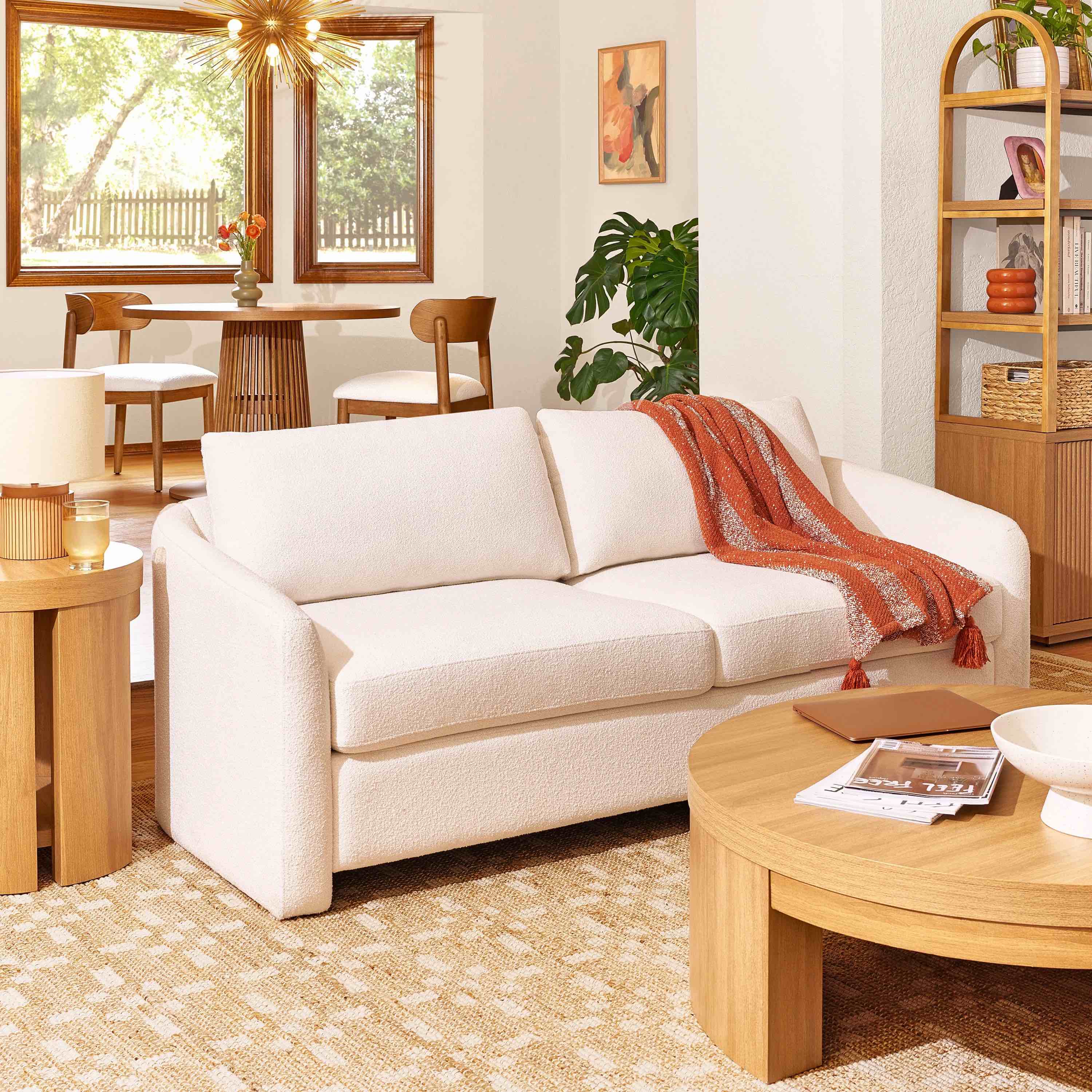 Beautiful LS-BT-019 Drew Small Space Sofa, Cream