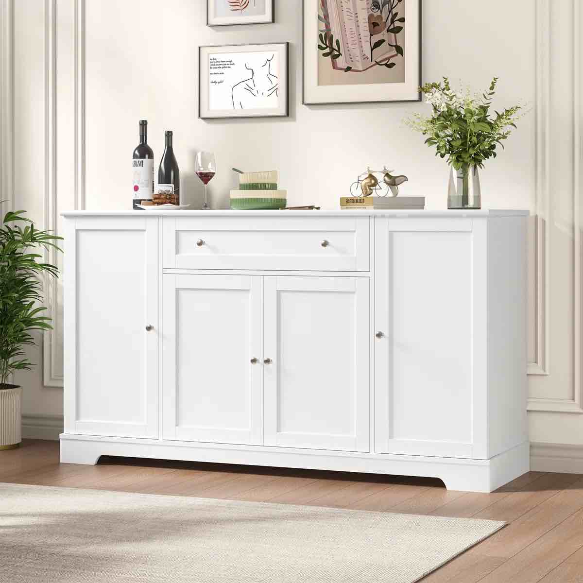 54'' Wide Sideboard with Pantry Doors, Adjustable Shelves and Large Drawer