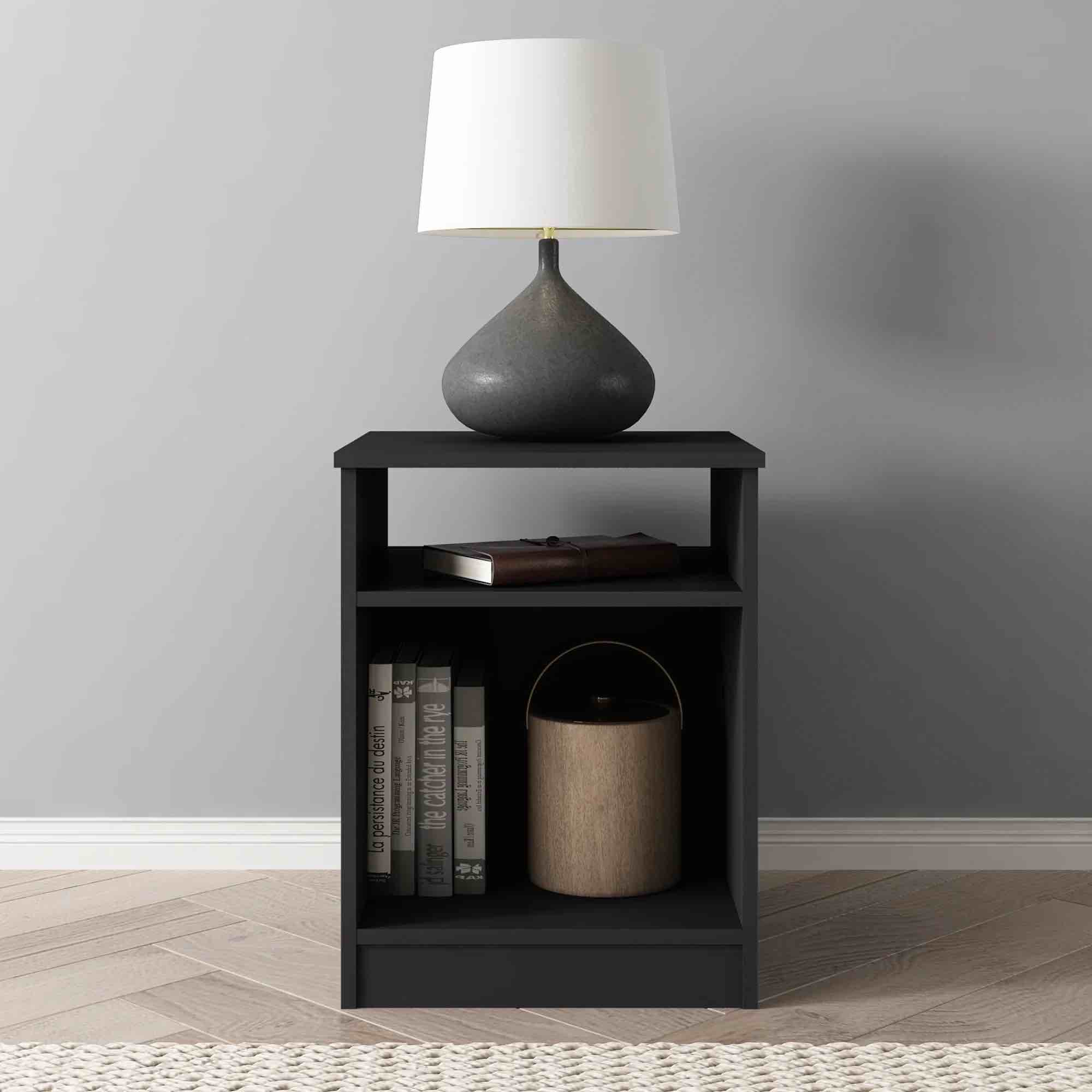 MAINSTAYS Arden Open Shelf Nightstand, Black 