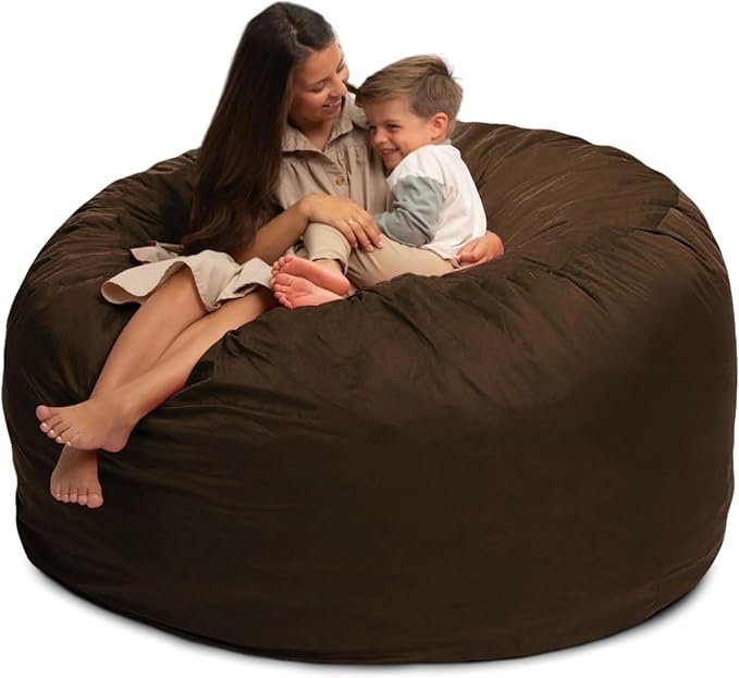 Ultimate Sack 6000 Bean Bag Chair, Giant Family Lounger, 6 ft, Brown Suede - Oversized Beanbag Sofa or Couch Bed for Adults for Gaming, Reading & Lounging, Machine Washable Cover