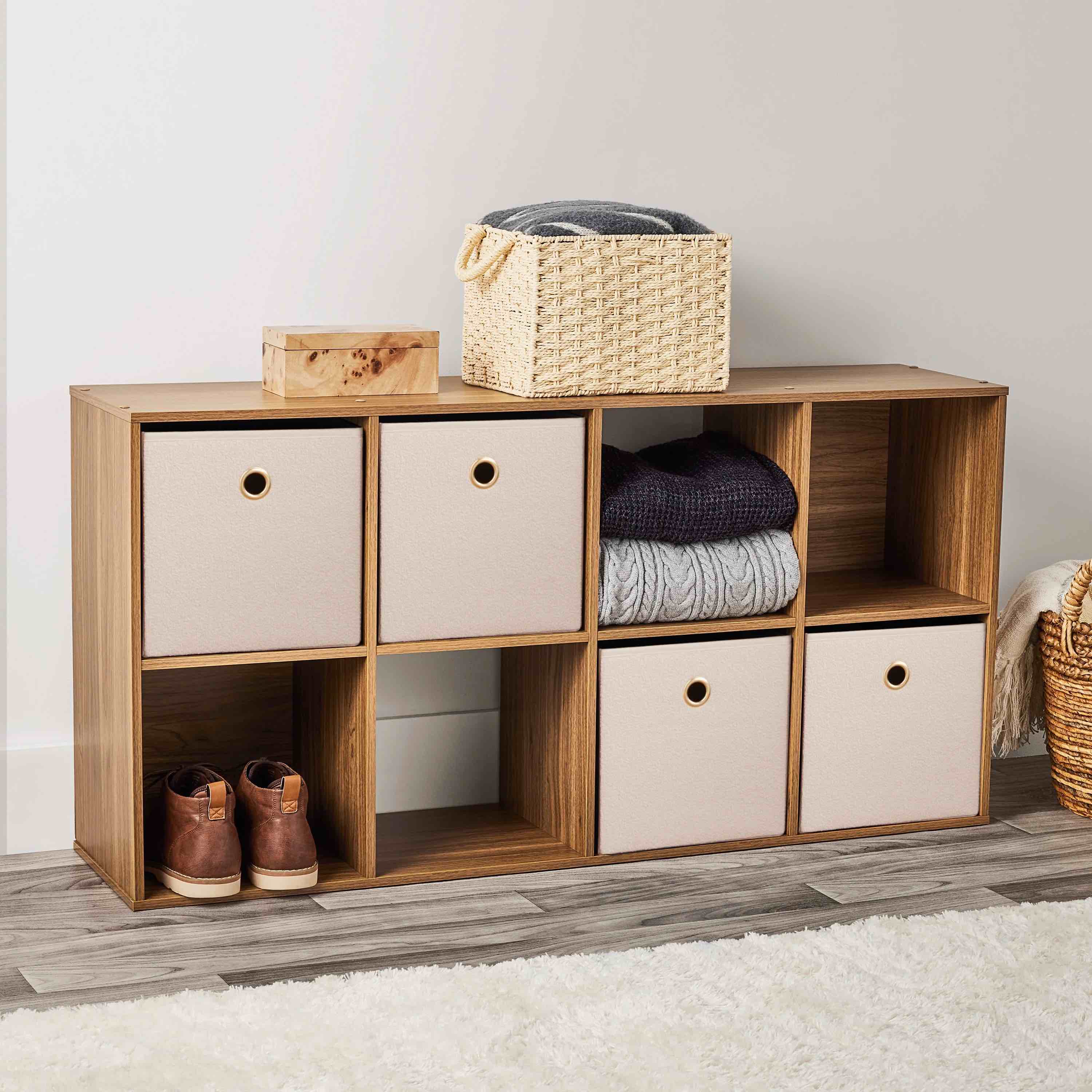 mainstays 8- cube organizer, warm walnut