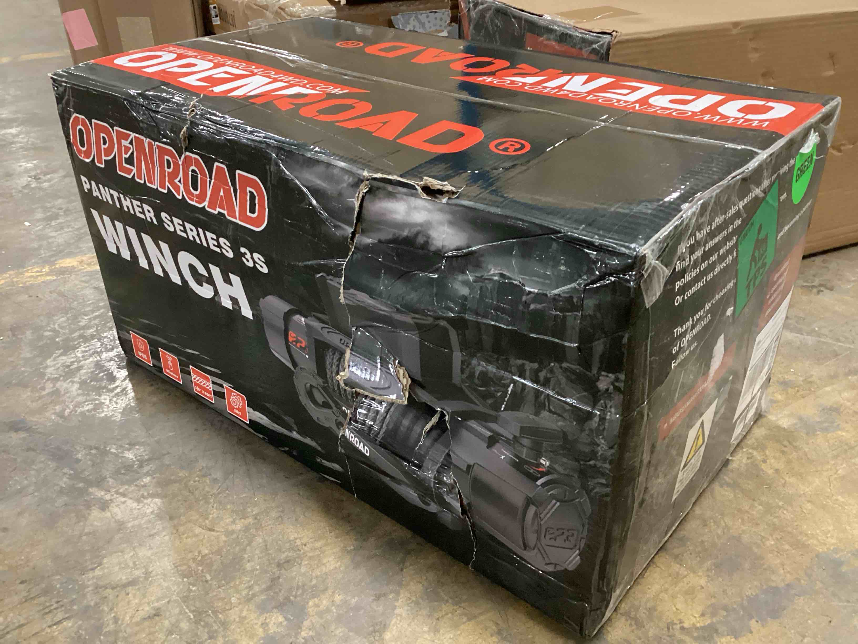 Condition photo showing New/Like New for OPENROAD Panther Series 10000 lbs Winch with Synthetic Rope and 2 Wireless Remotes - 3S