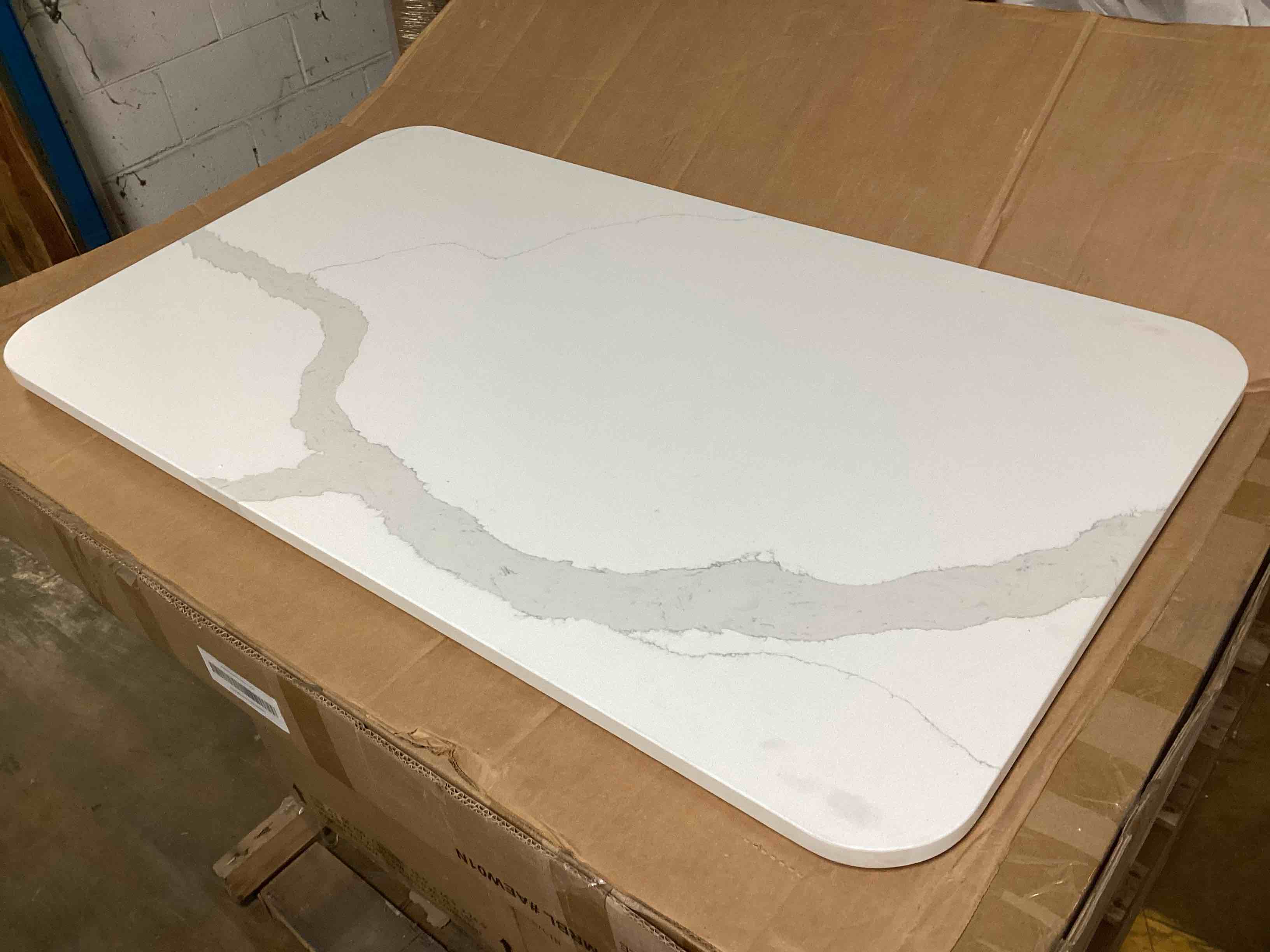 Condition photo showing New/Like New for Landing 42in x 24in Faux White Marble Coffee Table Top (Top Only)