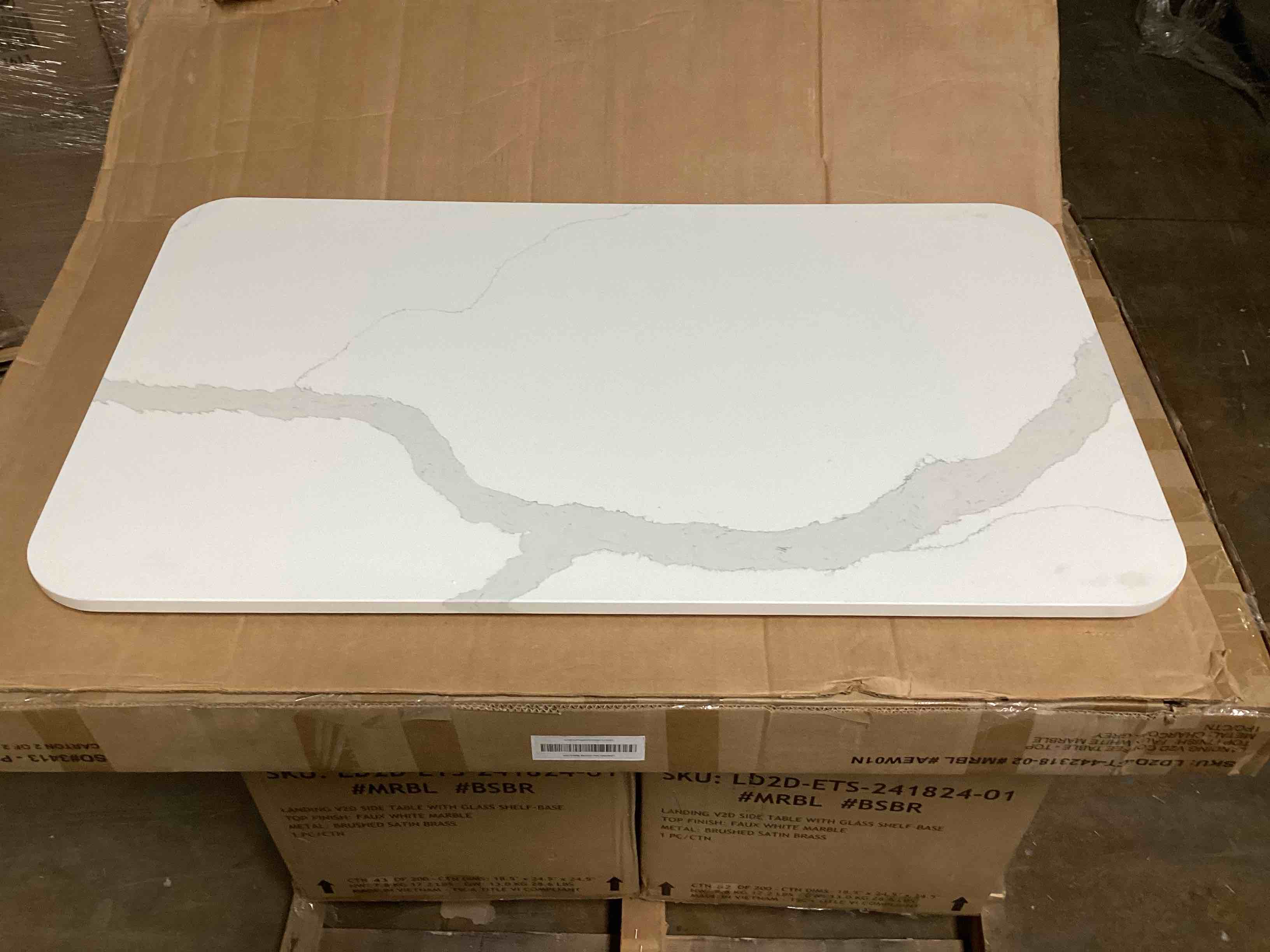 Landing 44in x 23in Faux White Marble Coffee Table Top (Marble Pattern Varies Per Top) (Top Only)