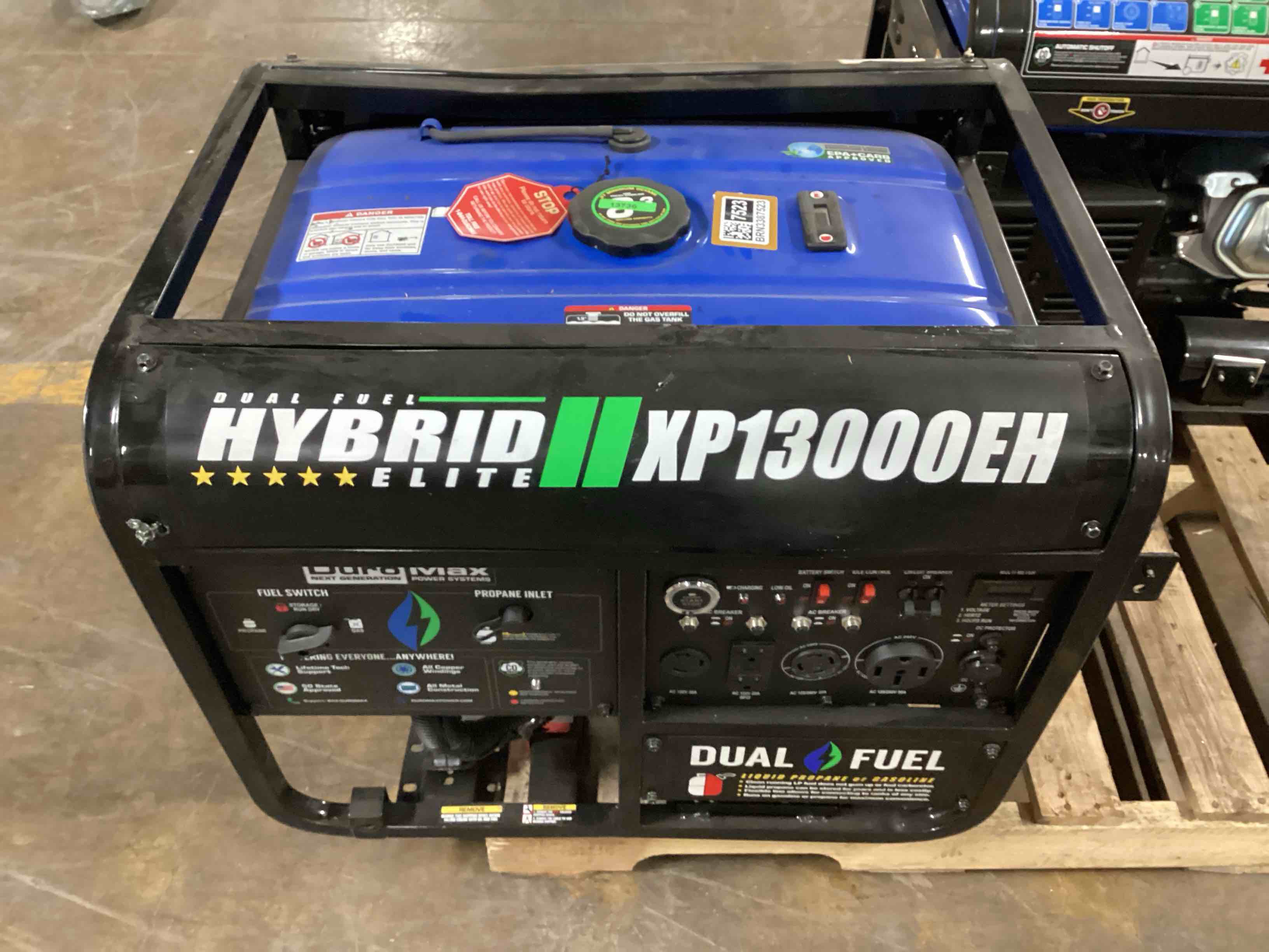 duromax xp13000eh 13,000-watt dual fuel portable generator - gas & propane, electric start, whole home backup power, transfer switch ready, rv & emergency ready