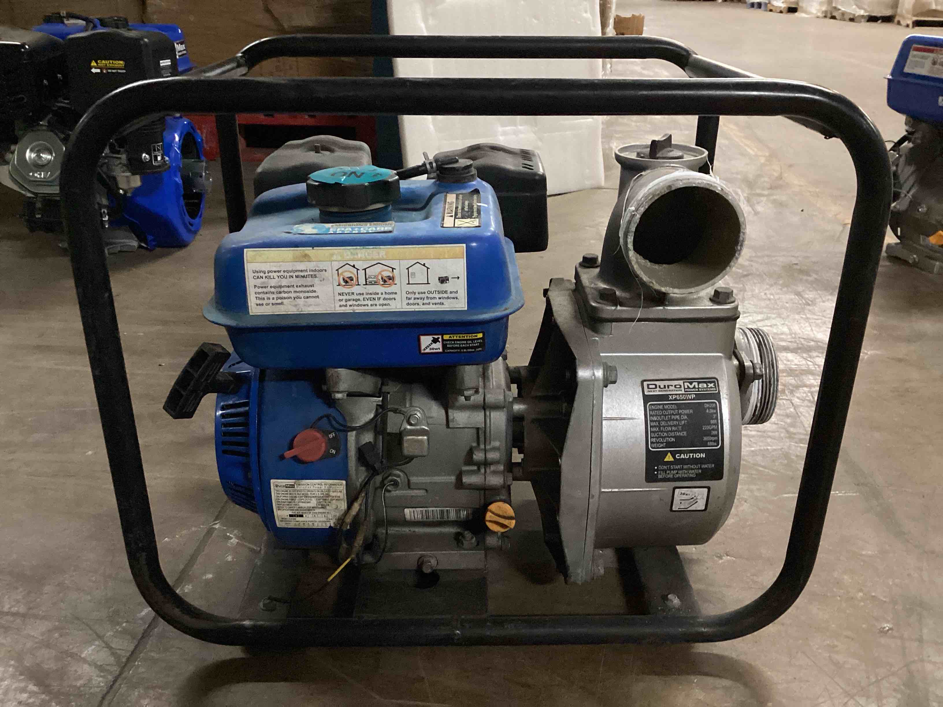 Condition photo showing As Is for DuroMax 208cc 220-Gpm 3-Inch Gasoline Engine Portable Water Pump