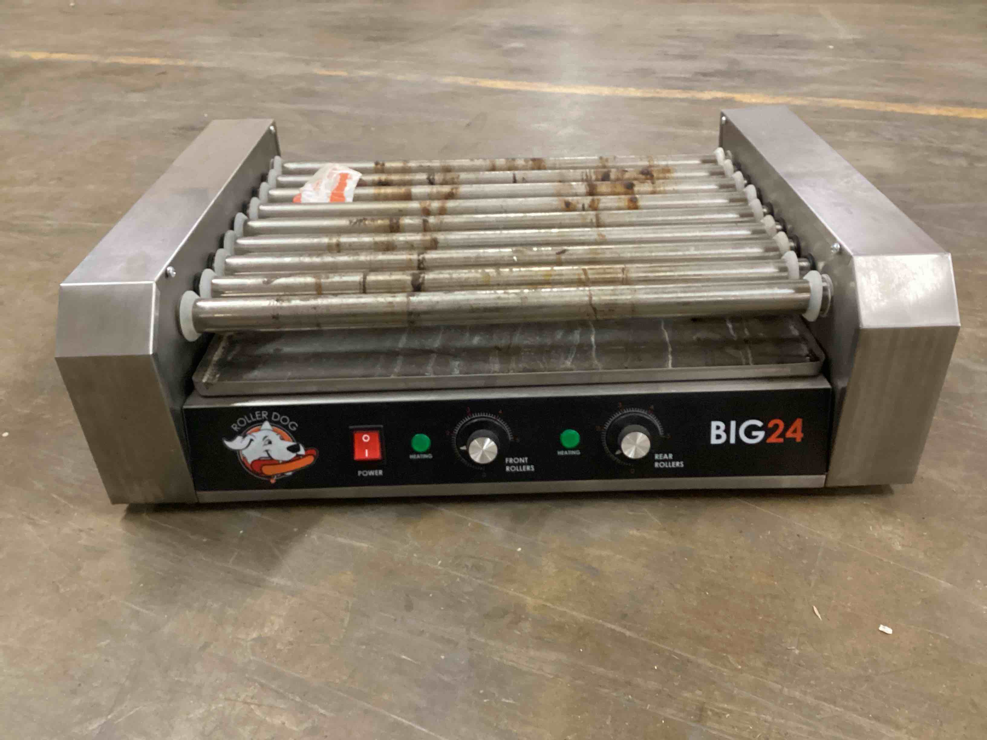 Condition photo showing As Is for Funtime RDB24SS Stainless Steel Non Stick Hot Dog Roller Grill with Drip Pan With Dual Temperature Controls