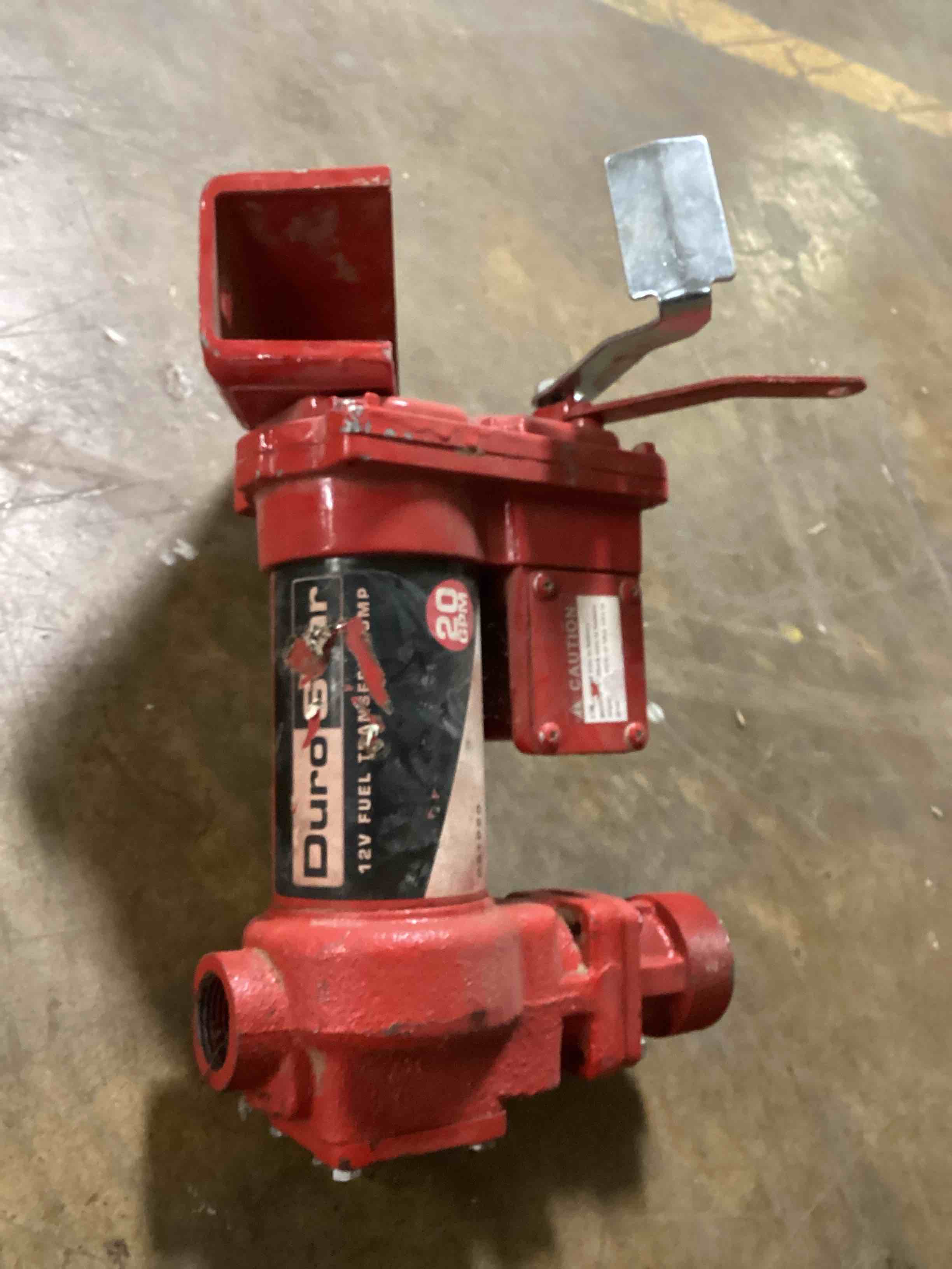 Condition photo showing As Is for Durostar 12-Volt 1/4 HP 20 GPM Fuel Transfer Pump