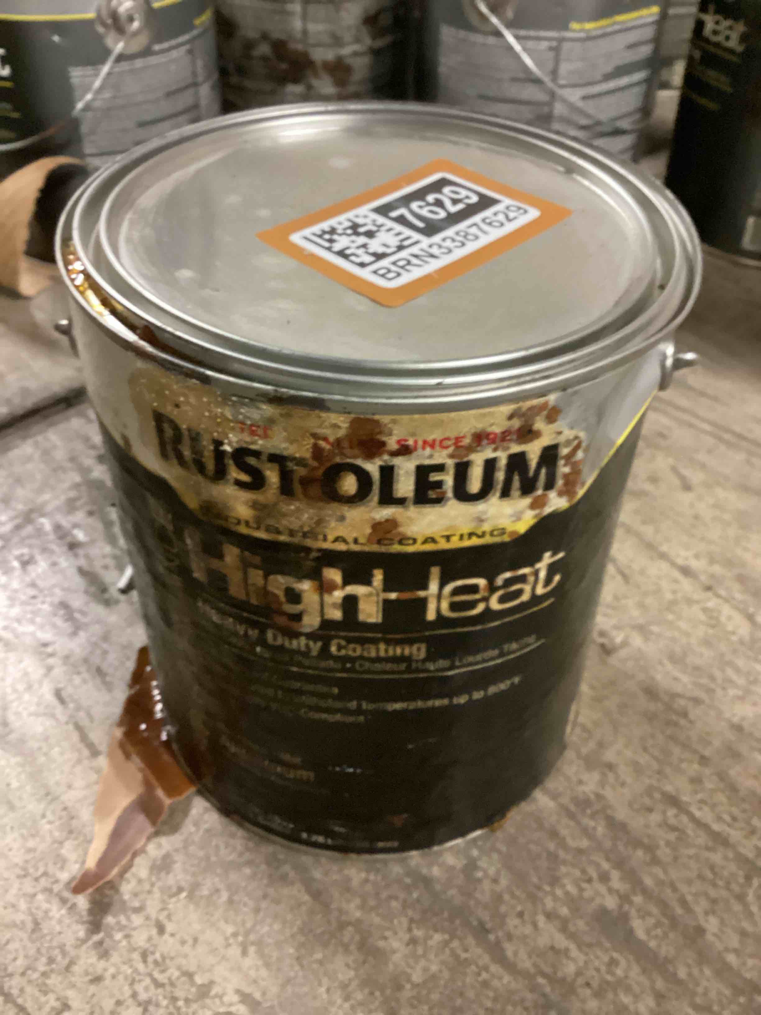 Condition photo showing As Is for Rust-Oleum High Heat Heavy Duty Aluminum Gloss 1 Gallon 