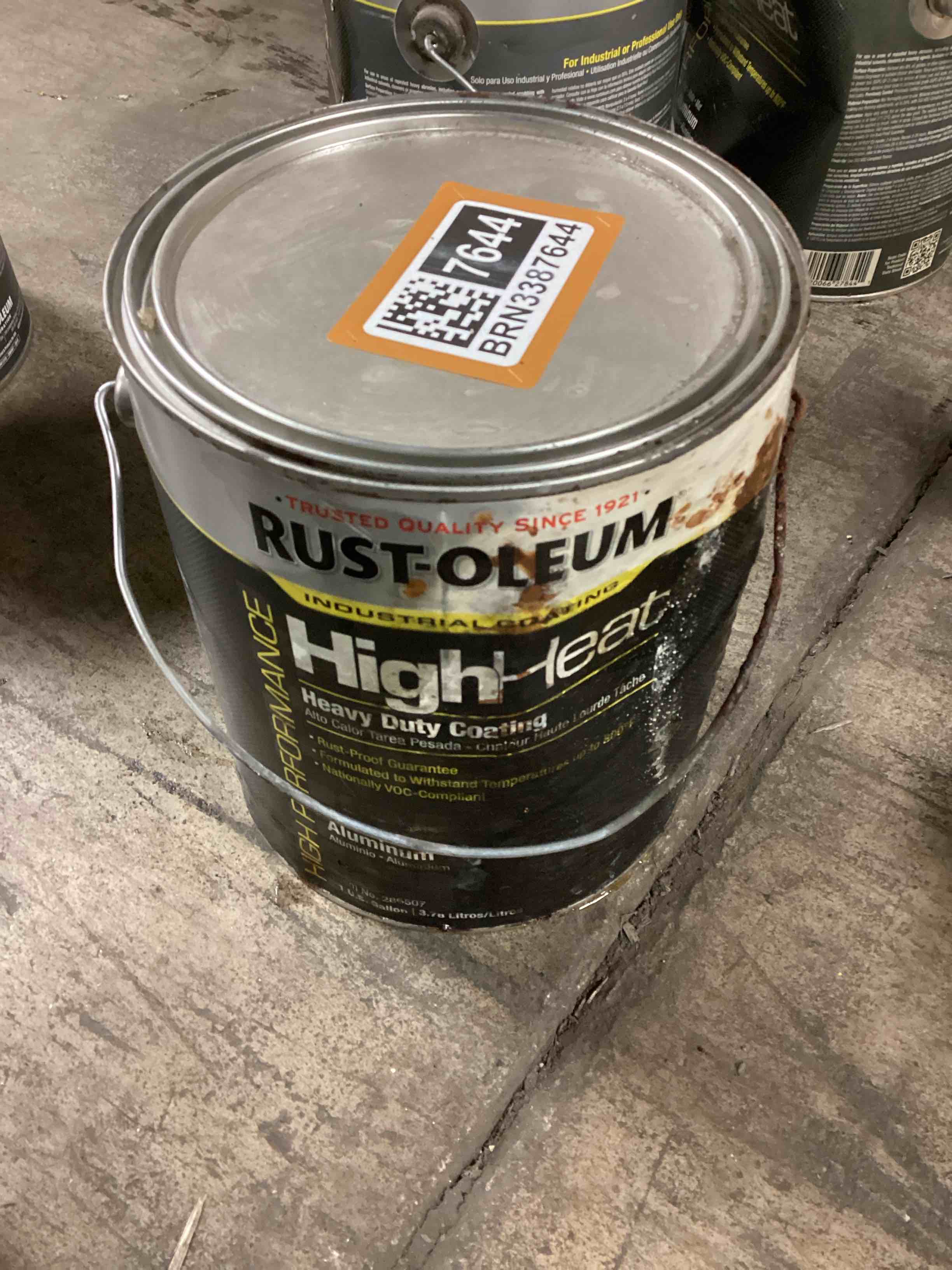 Condition photo showing As Is for Rust-Oleum High Heat Heavy Duty Aluminum Gloss 1 Gallon
