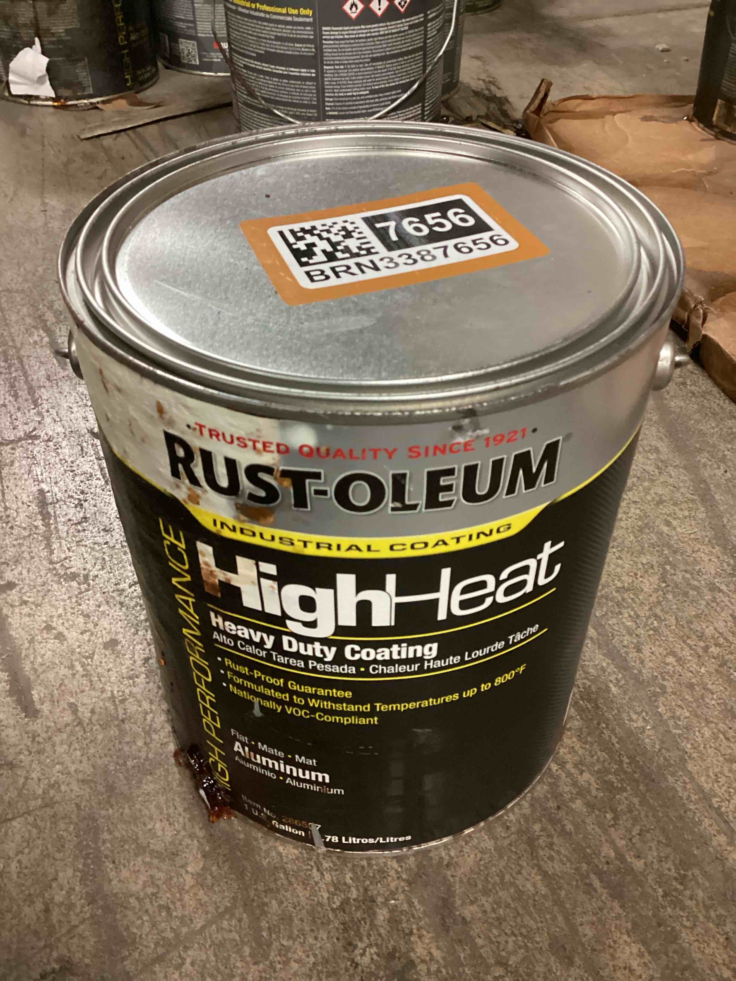 Condition photo showing Good Condition for Rust-Oleum High Heat Heavy Duty Aluminum Gloss 1 Gallon 