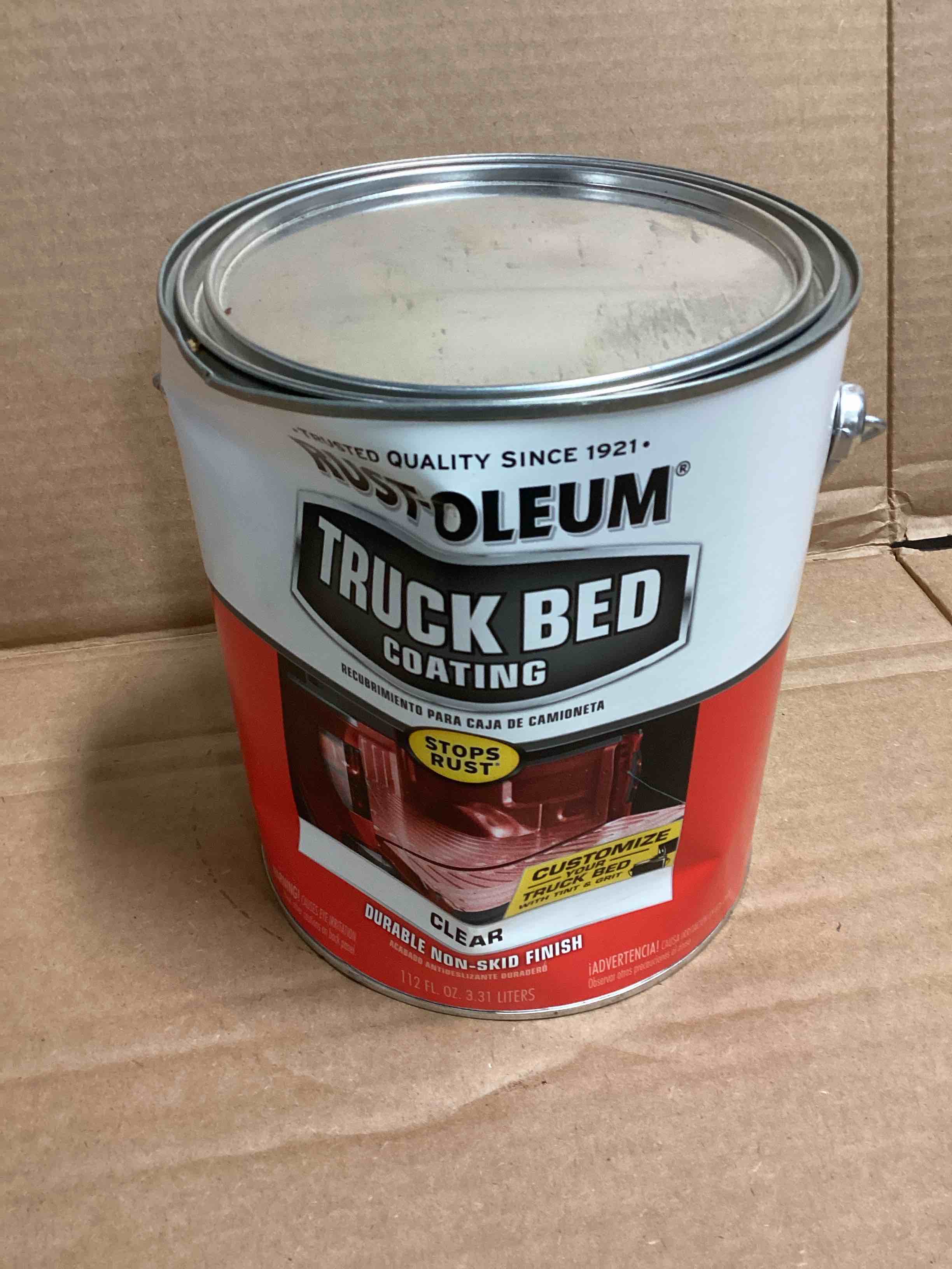 Condition photo showing New/Like New for Rust-Oleum 340451 Automotive Truck Bed Watercolor Coating, 112 fl Oz ( pack of 1 ) , Clear