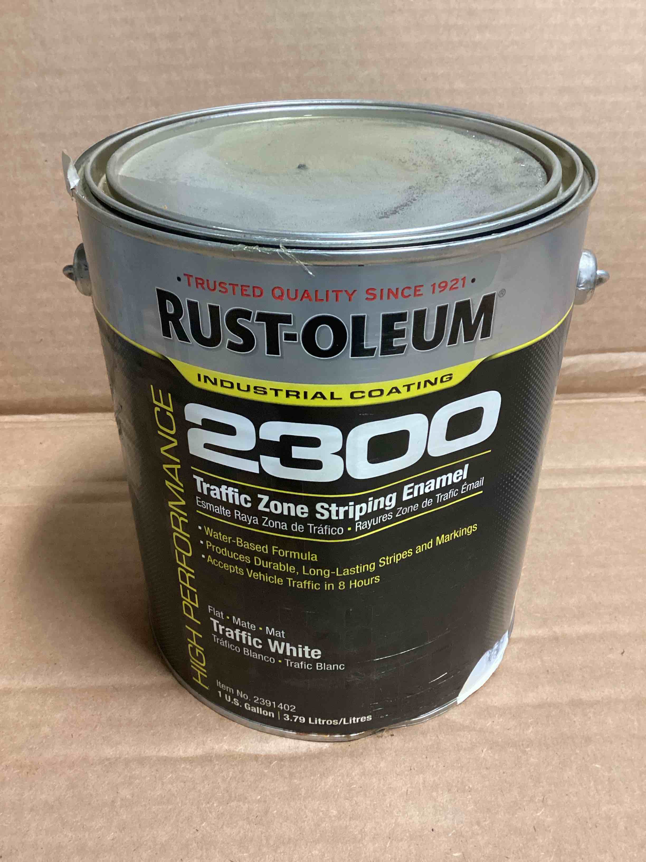 Condition photo showing As Is for RUST-OLEUM 2391402 Traffic Zone Striping Paint, 1 gal., White, Water -Based