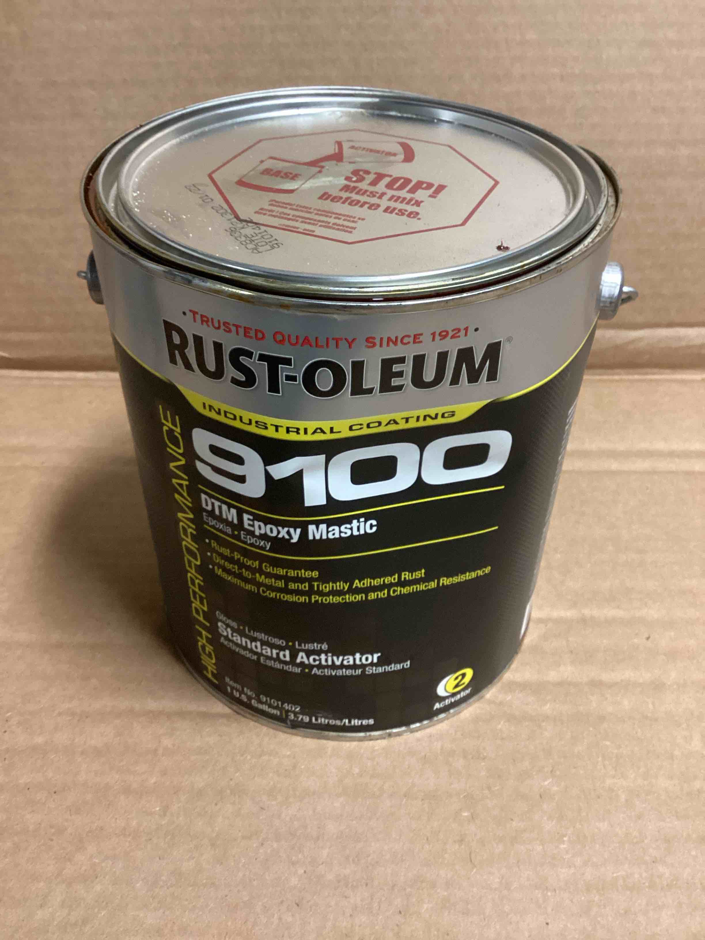 Condition photo showing As Is for Rust-Oleum Epoxy Coating Activator Clear 1 gal Can 9101402
