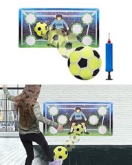 Indoor Soccer Game Set, Kick and Stick Removable 2ft x 4ft, Improve Ball Skills, Soccer Training Vinyl Wall Mat, Includes Soccer Ball, Ball Pump – Indoor Games for Kids 5-12 Year Old – Easy Setup