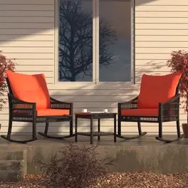 (INCOMPLETE just one box)) Rattan Chair Conversation Sets with Glass Coffe table 