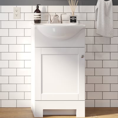 Project Source Euro 18-in True White Single sink Bathroom Vanity with White Cultured marble Top
