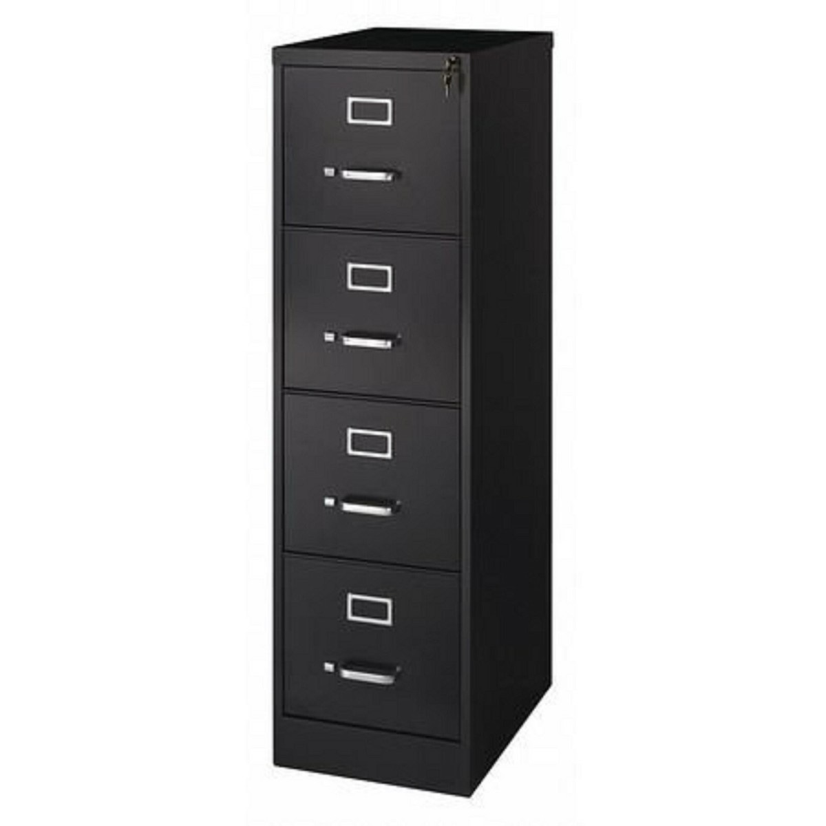Commercial 4 Drawer Letter Width Vertical File Cabinet, 22" Deep - Black