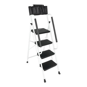 4 Step Non-Slip Stool Ladder with Handrails 330 lbs folding Attachable Tool Bag