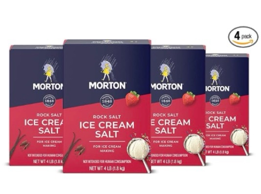 Morton Ice Cream Salt, Rock Salt, 4 Pound, Tub (Pack of 4)