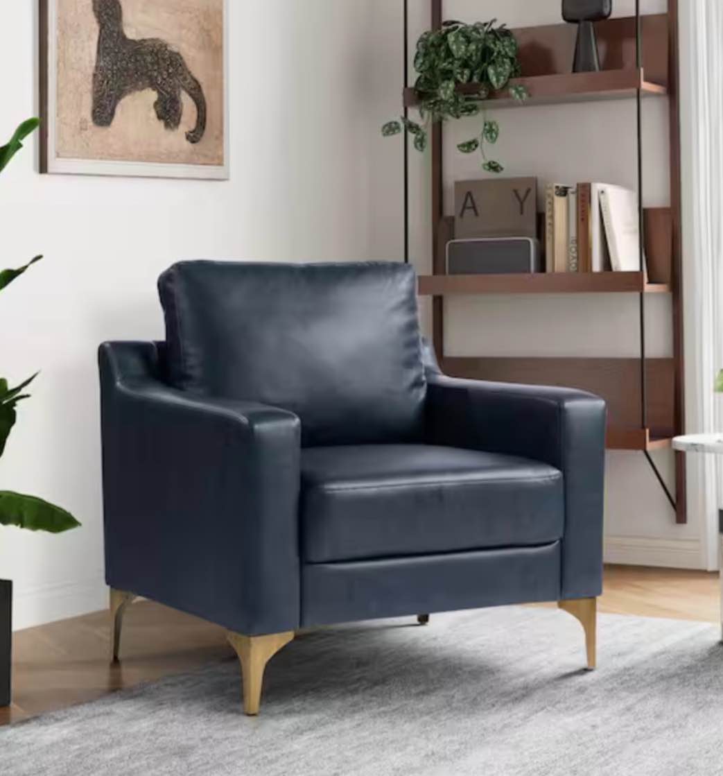 Francis Blue Faux Leather Armchair