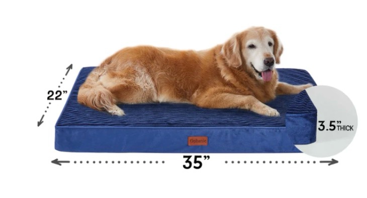 Ophanie 35in navy Orthopedic Dog Bed For Large Dogs with Egg Crate Foam Support and Non-Slip Bottom, Waterproof and Machine Washable Removable Pet Bed Cover